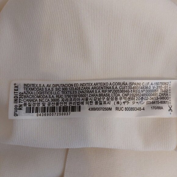 Zara Womens Top Medium Ribbed Short Sleeve Embroidered Flower Sleeves Ivory - Picture 13 of 16